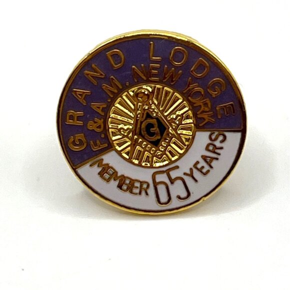 Vintage Grand Lodge New York F & A.M. Member 50/55/65 Years Enamel Lapel Pins Se - Picture 4 of 7